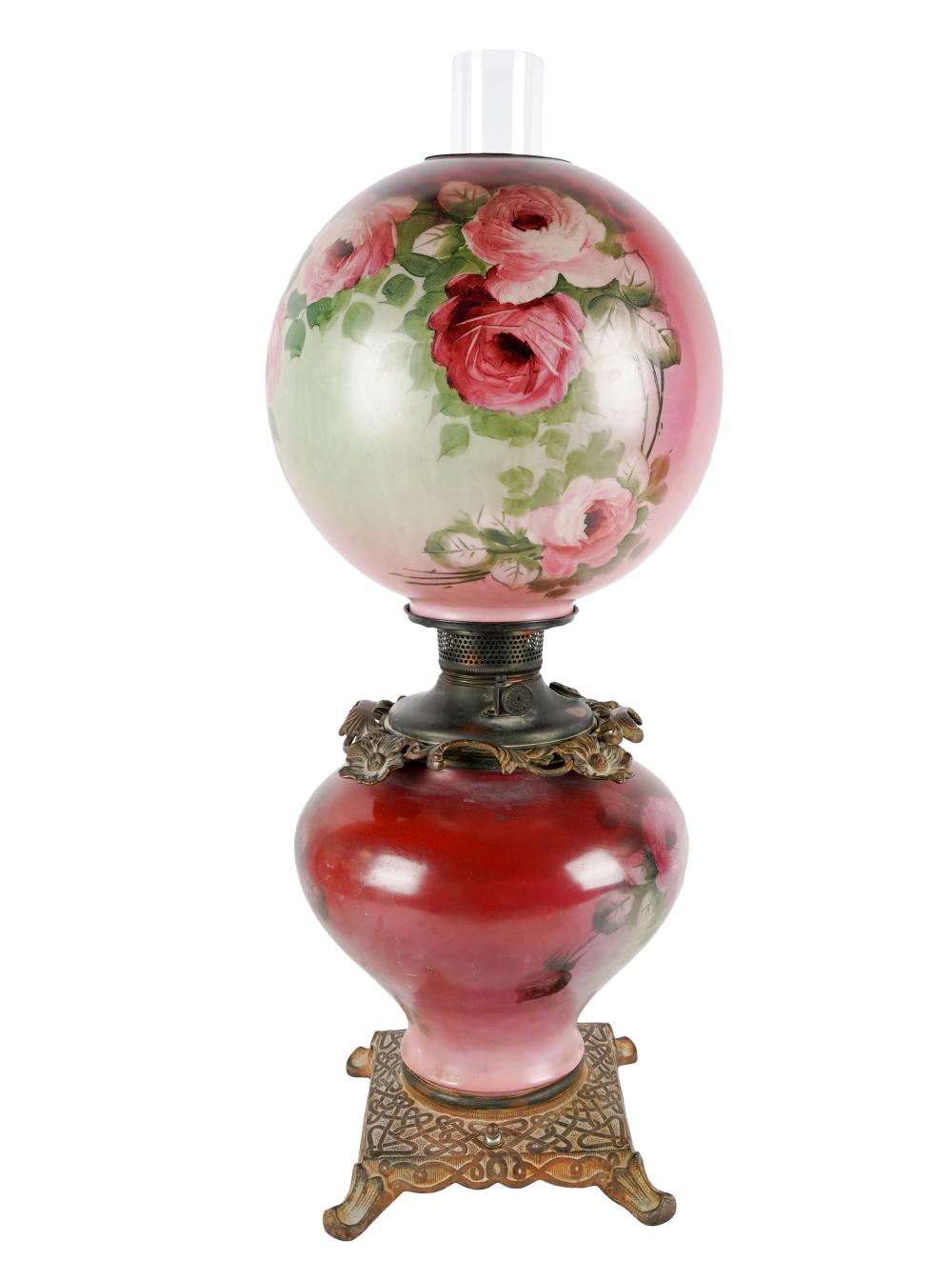 LARGE VICTORIAN PAINTED GLASS &