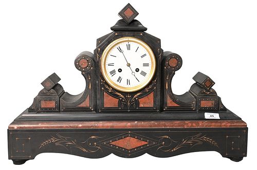 LARGE VICTORIAN SLATE MANTLE CLOCK,
