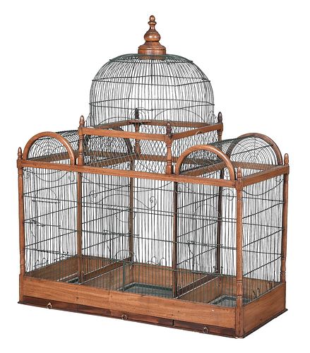 LARGE VICTORIAN WOOD AND WIREWORK