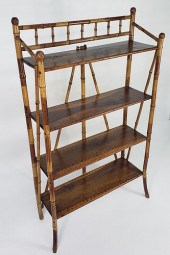 LARGE VINTAGE BAMBOO FOUR-TIER
