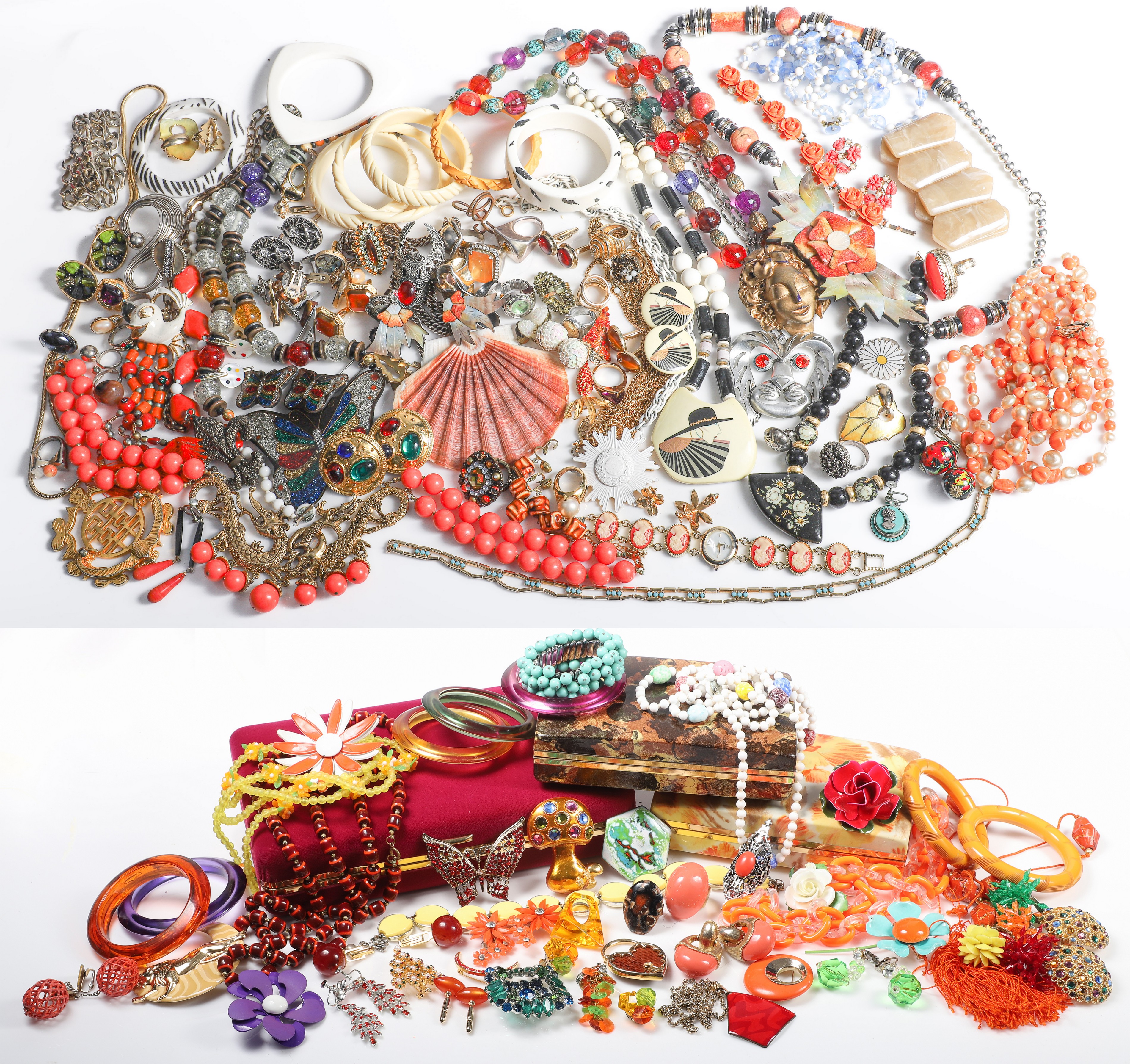Large vintage costume jewelry group