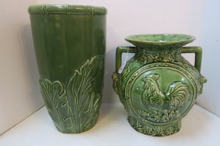 LARGE VINTAGE GREEN GLAZED