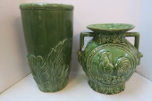 LARGE VINTAGE GREEN GLAZED CER