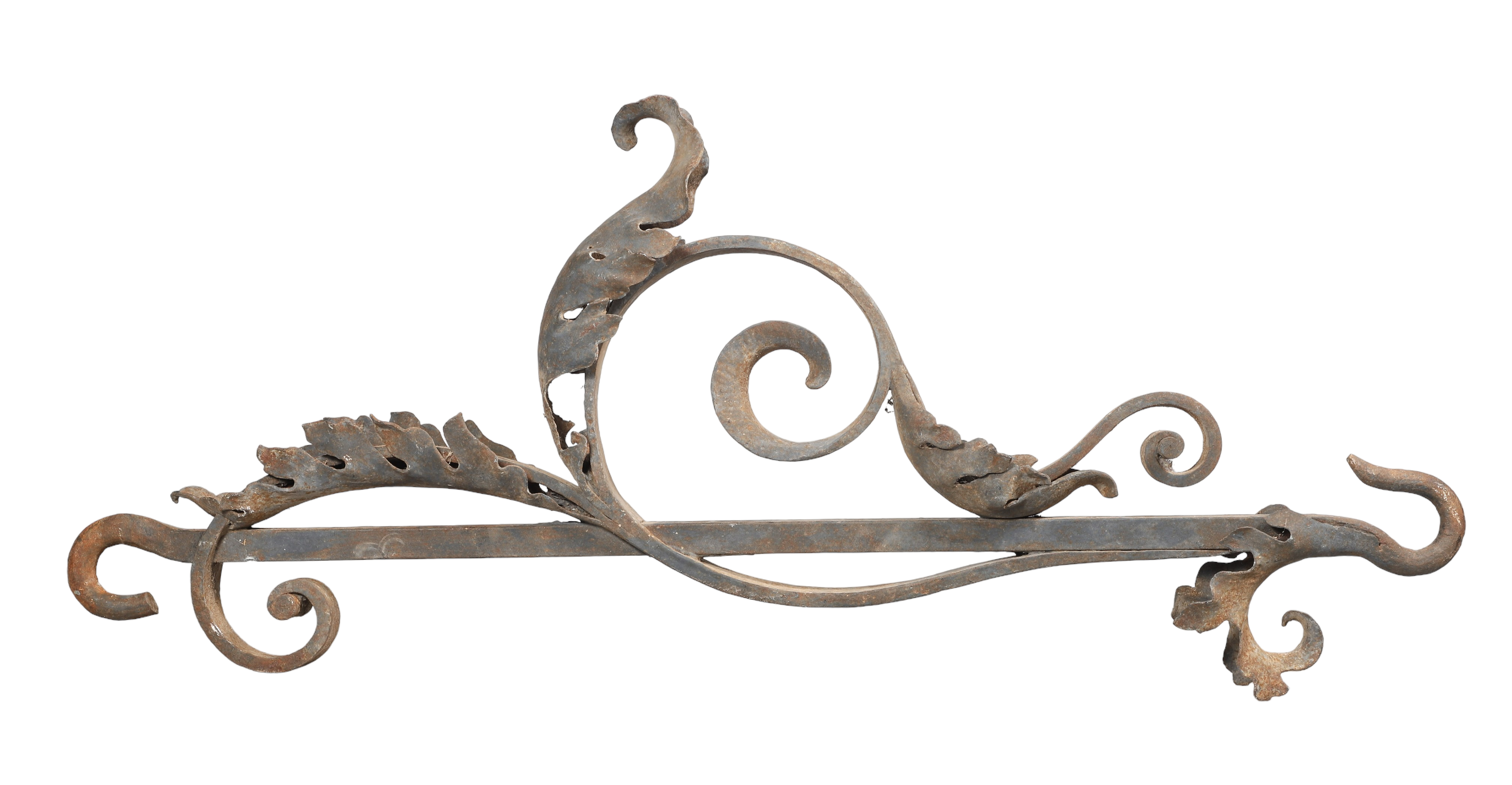 Large vintage iron hook, scroll &