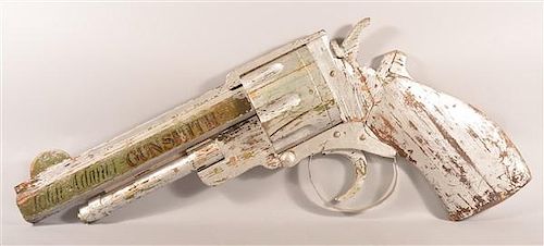 LARGE VINTAGE REVOLVER FORM WOOD