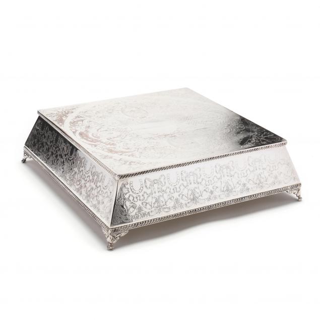 LARGE VINTAGE SILVERPLATE CAKE