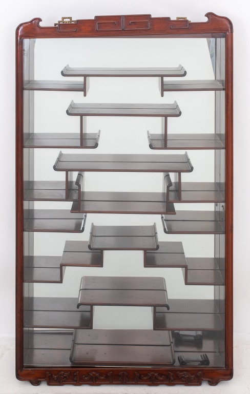 LARGE WALL MOUNTED MAHOGANY CHINESE