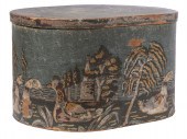 LARGE WALLPAPER BANDBOX 19th c