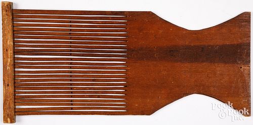 LARGE WALNUT TAPE LOOM, 19TH