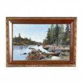 LARGE WATERSCAPE PAINTING OF A