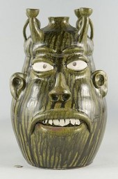 LARGE WAYNE HEWELL POTTERY CAN