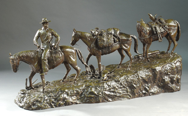 LARGE WESTERN BRONZE SCULPTURE