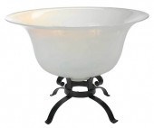 LARGE WHITE GLASS BOWL ON WROU