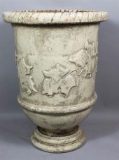 LARGE WHITE GLAZED ANDUZE TERR
