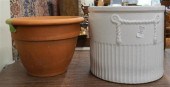 LARGE WHITE GLAZED TERRACOTTA