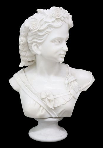 LARGE WHITE MARBLE SCULPTURE BUST
