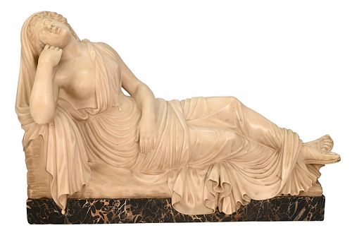 LARGE WHITE MARBLE SCULPTURE OF A