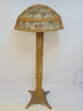 LARGE WICKER FLOOR LAMP WITH W