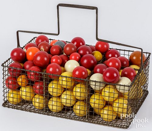 LARGE WIRE BASKET OF POOL/BILLIARDS
