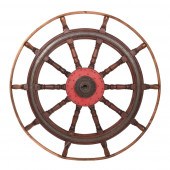LARGE WOOD AND IRON SHIP'S WHE