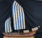 LARGE WOOD CARVED CHINESE JUNK