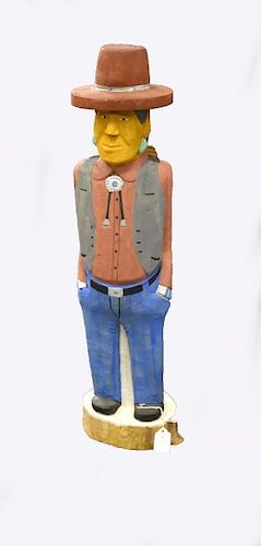 LARGE WOOD CARVING OF AN