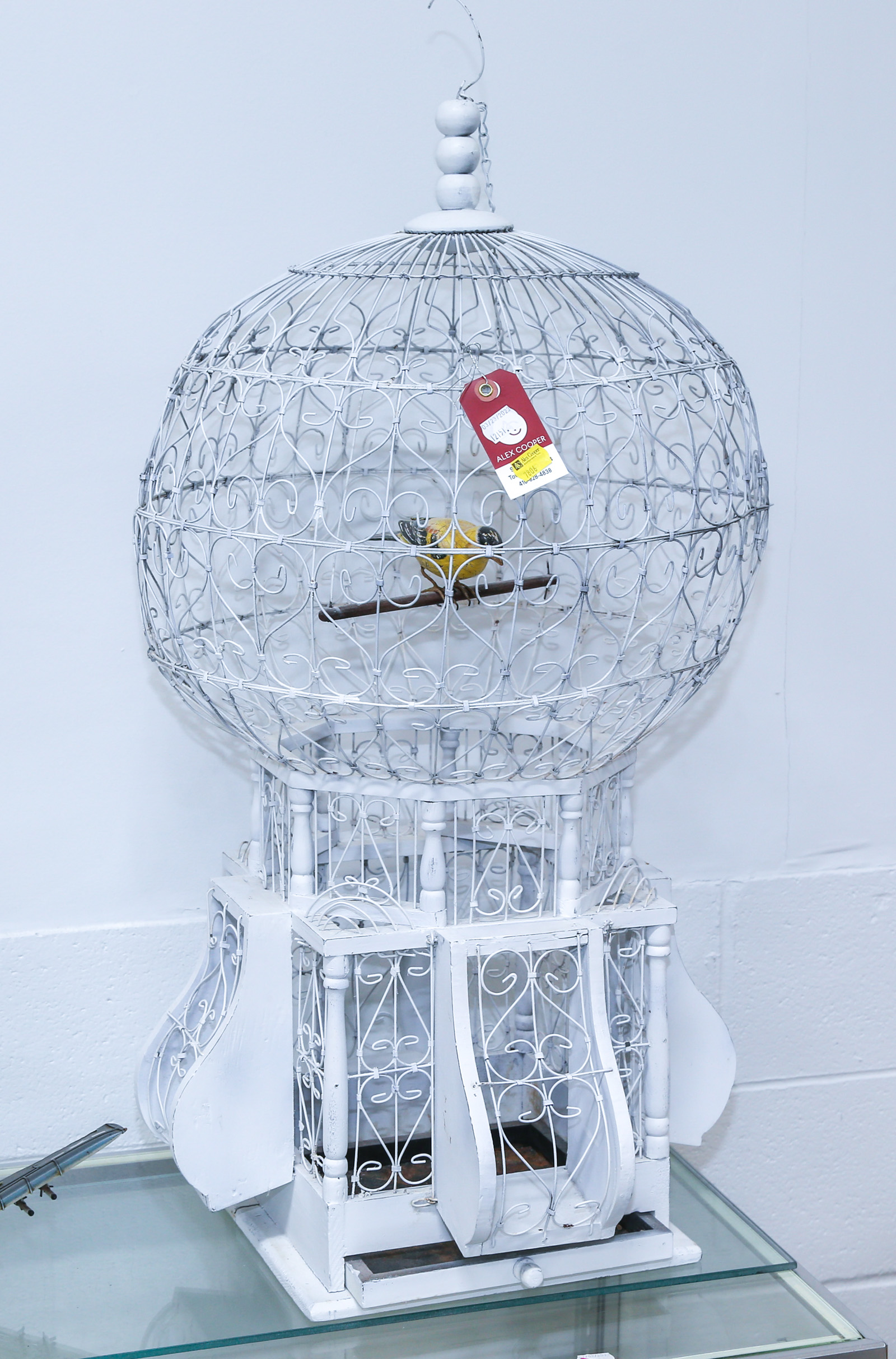 LARGE WOOD & METAL WIRE BIRDCAGE