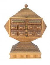 LARGE WOOD TRAMP ART JEWELRY B