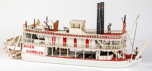 LARGE WOODEN RIVER GAMBLER PADDLE