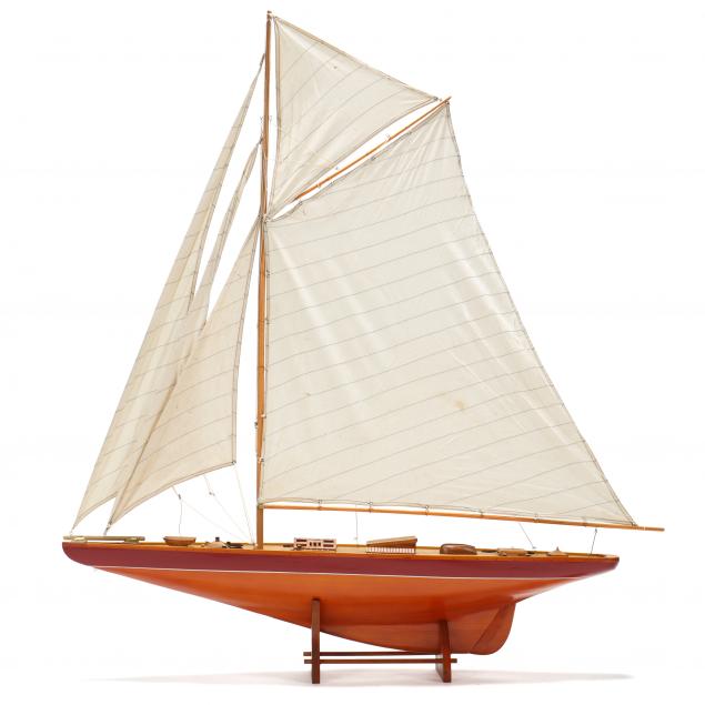 LARGE WOODEN SHIP MODEL OF A GAFF