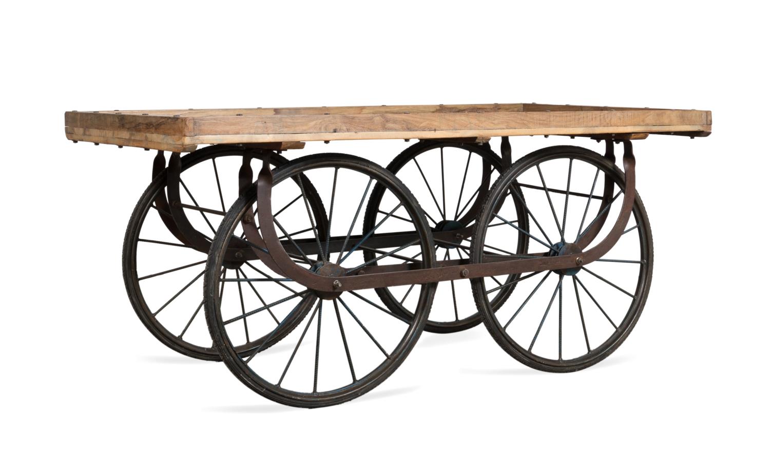 LARGE WOODEN TROLLEY OR