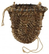 LARGE WOVEN BURDEN BASKET, TAR
