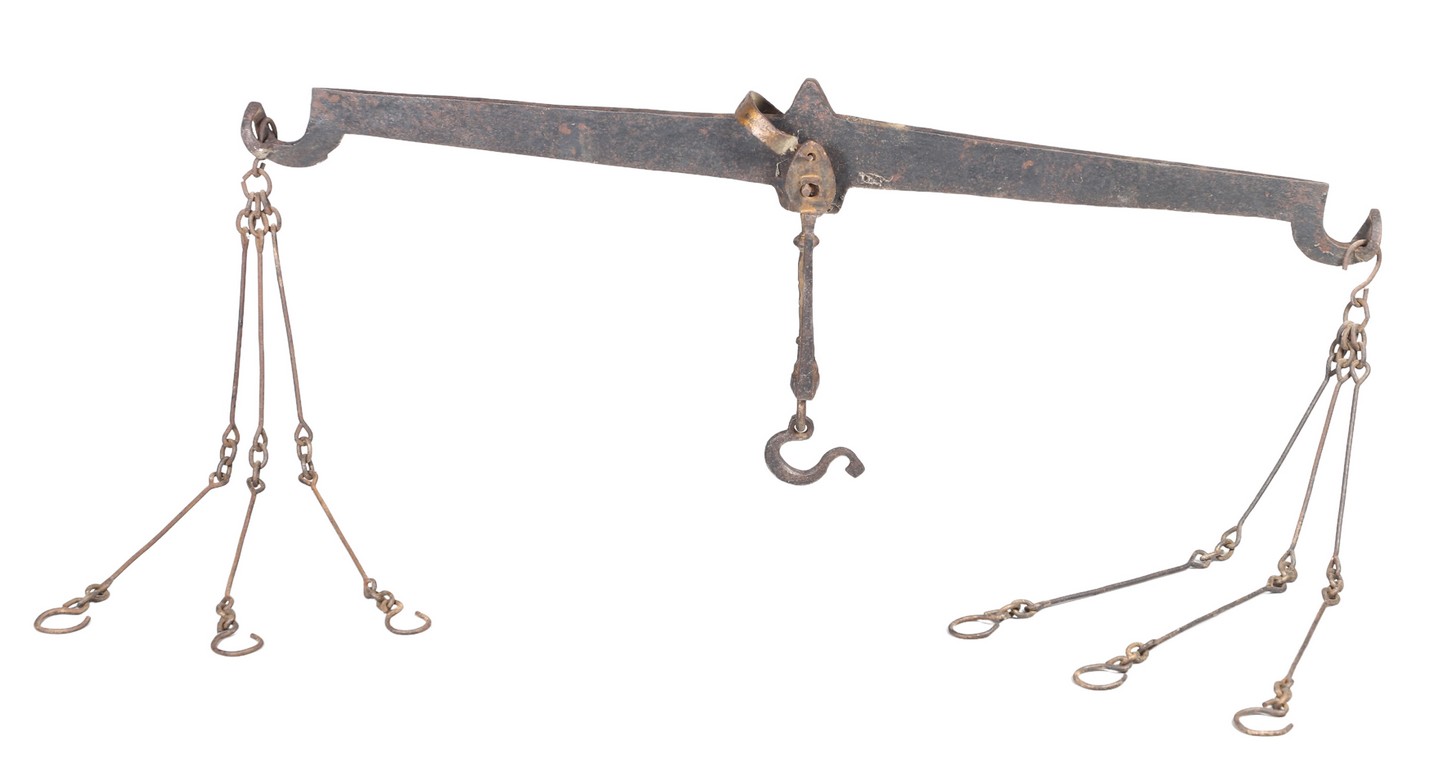 Large wrought iron balance scale,
