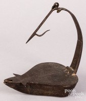 LARGE WROUGHT IRON FAT LAMP, 1