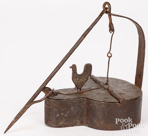 LARGE WROUGHT IRON FAT LAMP WITH