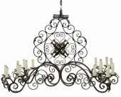 LARGE WROUGHT IRON SIXTEEN-LIG