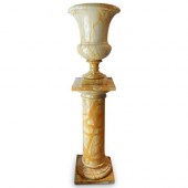 LARGE YELLOW VEINED MARBLE PED