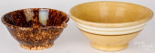 LARGE YELLOWWARE MIXING BOWL,