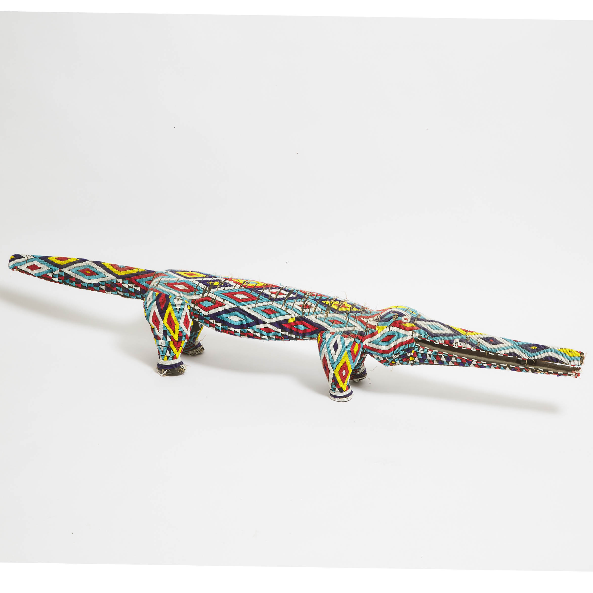 Large Yoruba Carved and Beaded Wood