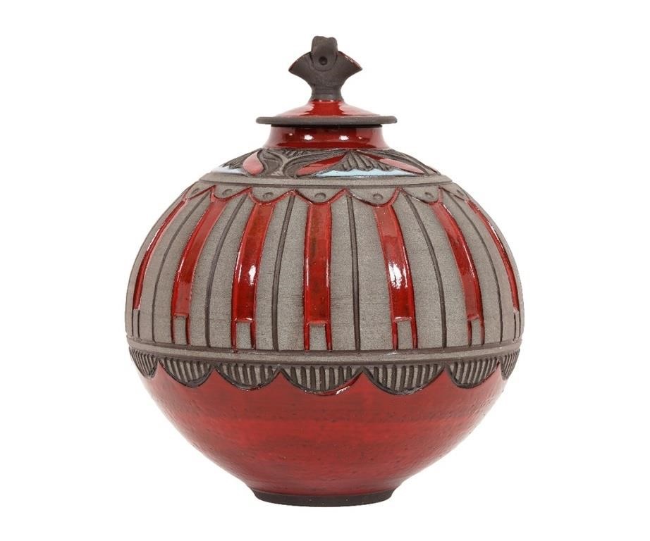 Larry Allen red pottery bowl and
