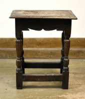 LATE 17TH C. OAK JOINT STOOL.