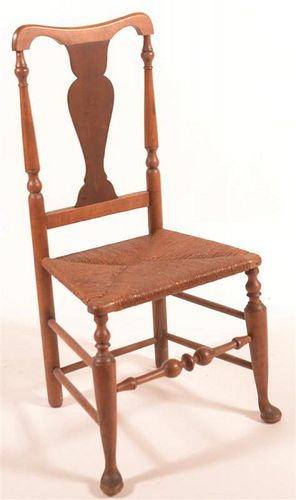 LATE 18TH C. QUEEN ANNE RUSH SEAT