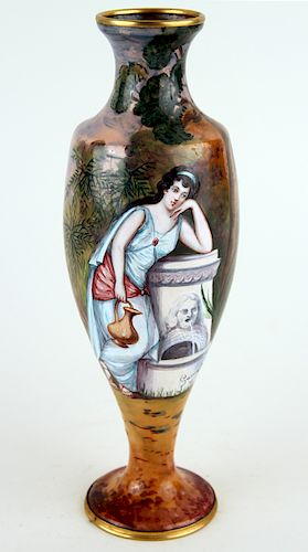 LATE 19TH C. FRENCH ENAMELED VASE
