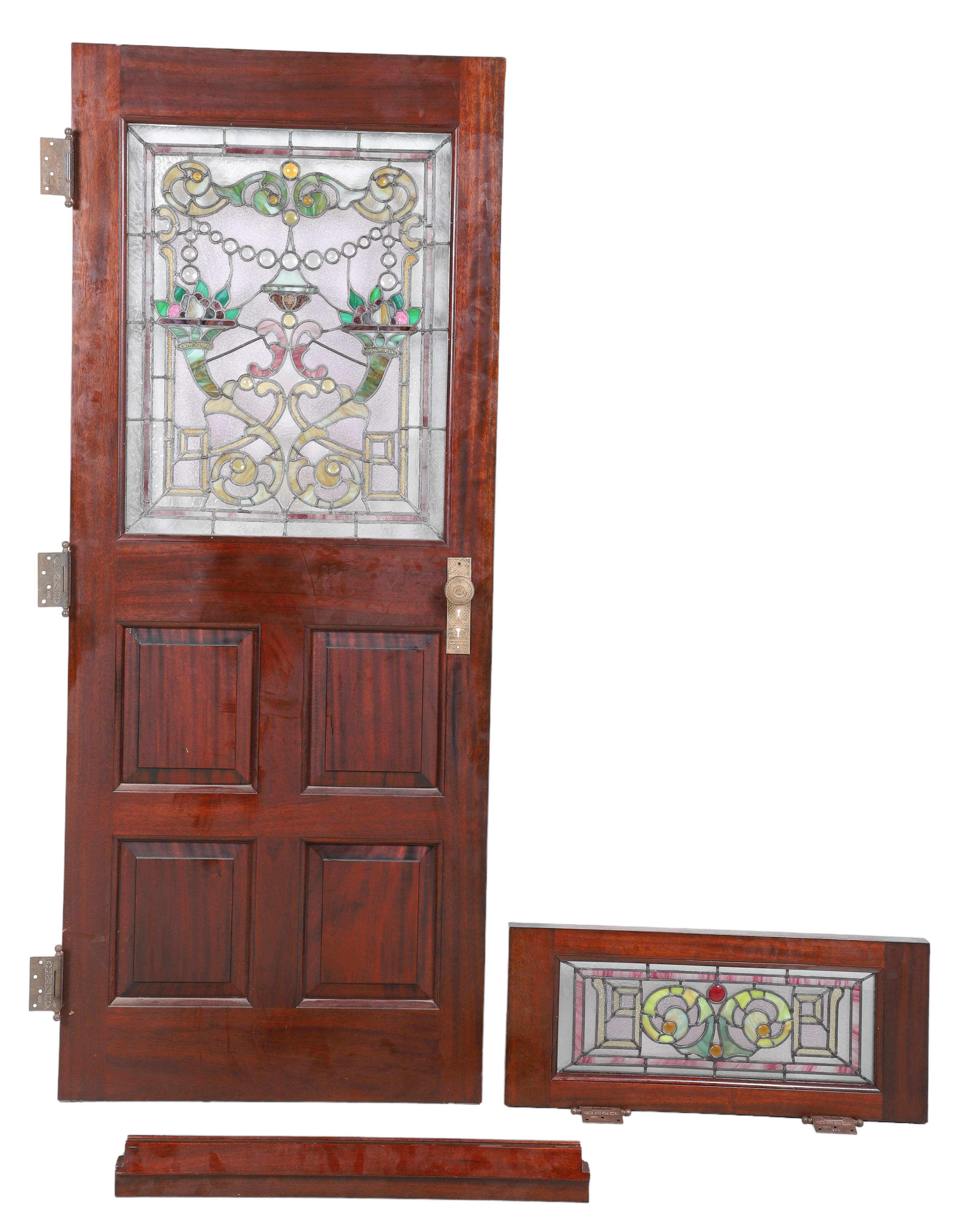 Late 19th c mahogany entry door,