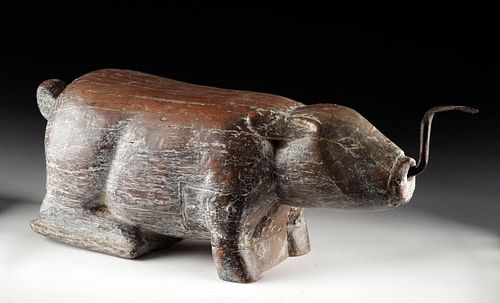 LATE 19TH C. THAI WOOD COCONUT