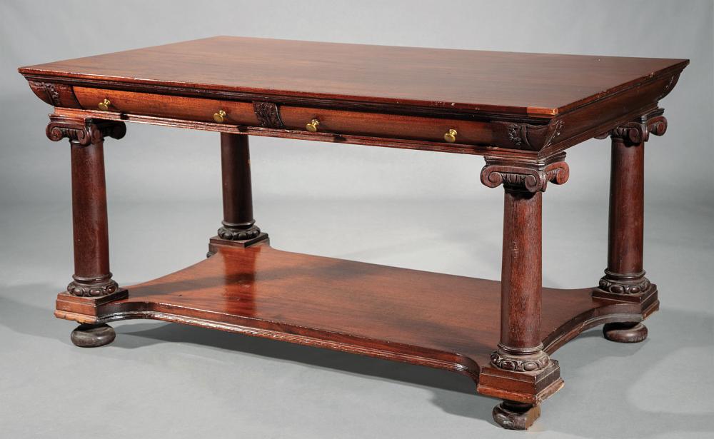 LATE CLASSICAL CARVED MAHOGANY