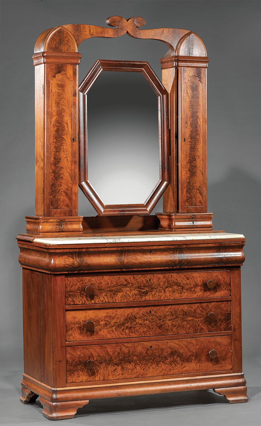 LATE CLASSICAL CARVED MAHOGANY