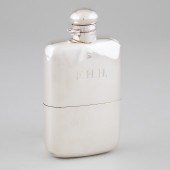 Late Edwardian Silver Flask, M