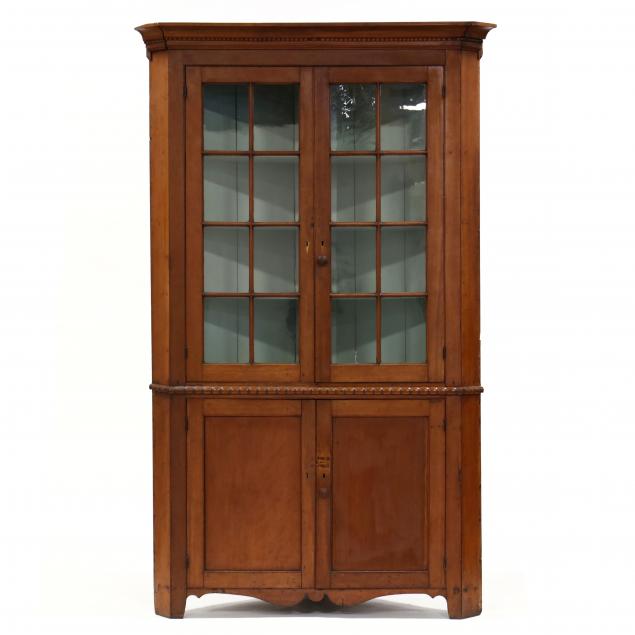 LATE FEDERAL CHERRY CORNER CUPBOARD