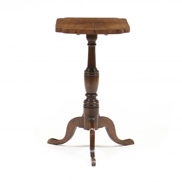 LATE FEDERAL WALNUT TILT TOP CANDLE